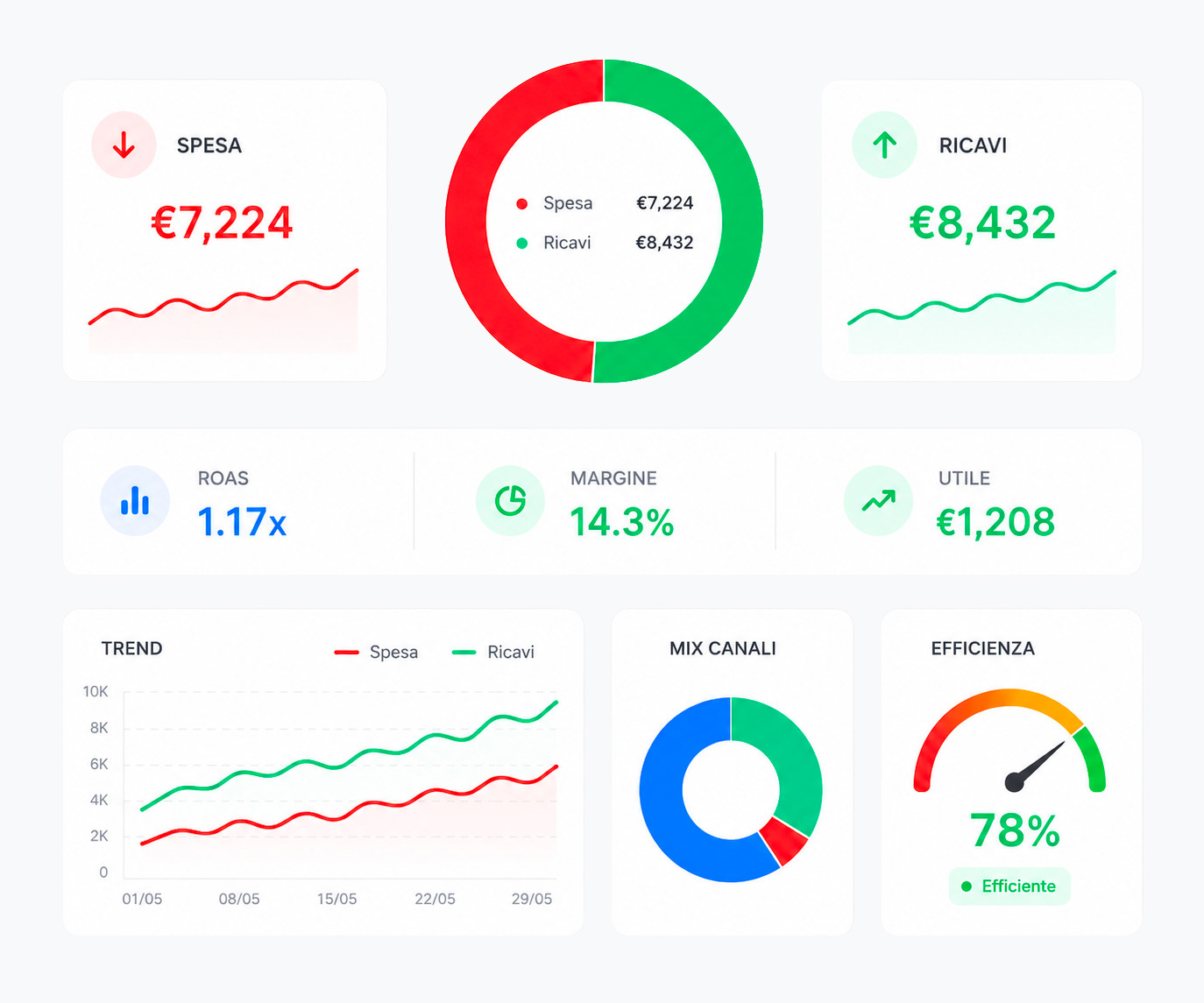 Audit campagne adv, budget, conversioni e rendimento